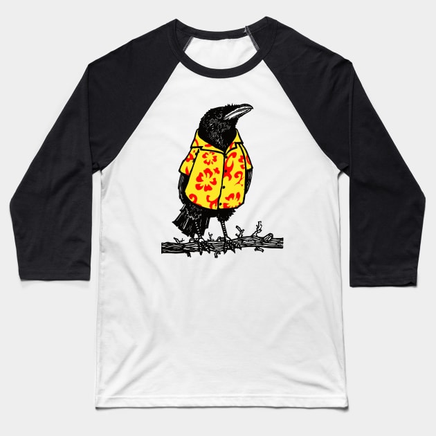 Hawaiian Shirted Crow Baseball T-Shirt by LiquoriceLino